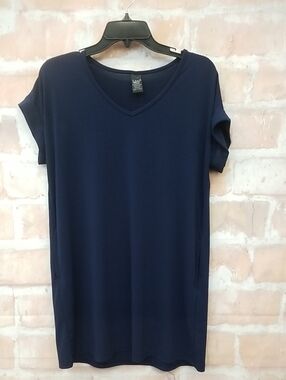 Lildy Women’s Navy V-Neck Short Sleeve Top - Unbranded